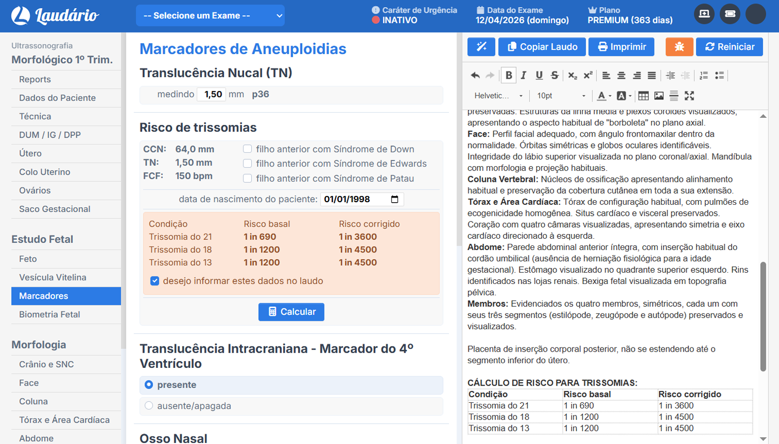 Cálculo automático de trissomias