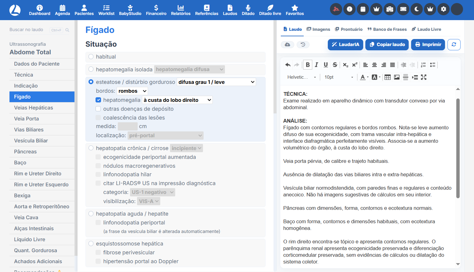 Laudo de abdome total no Laudário