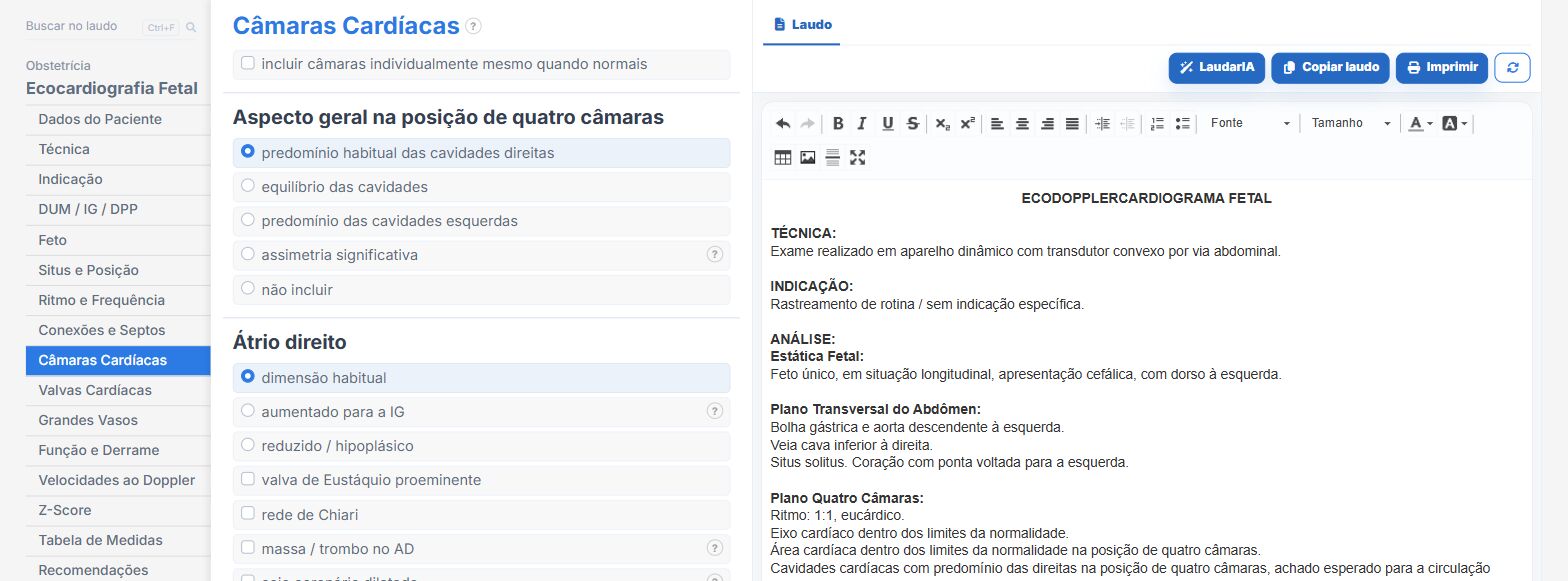 Pantalla de Laudário: ecocardiografía fetal, cavidades cardíacas