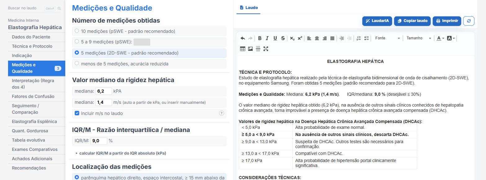 Pantalla de Laudário: elastografía hepática con la Regla de los 4