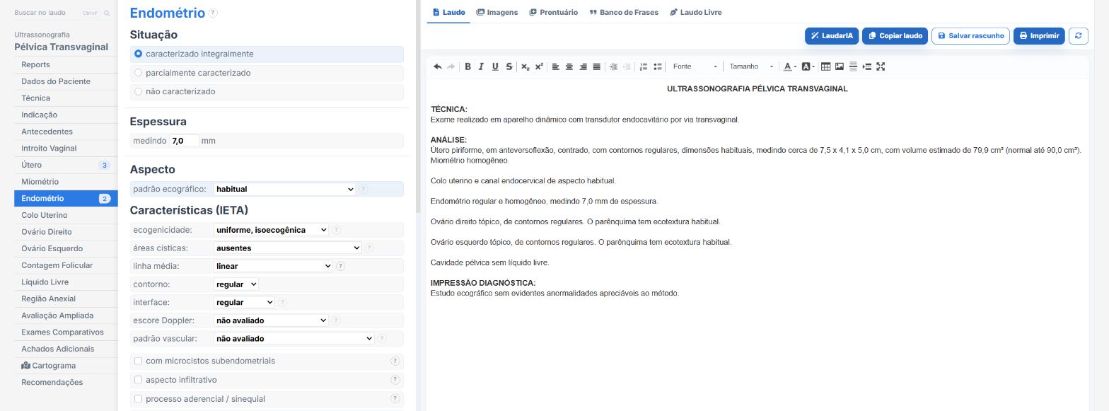 Pantalla de Laudário: endometrio por los términos IETA