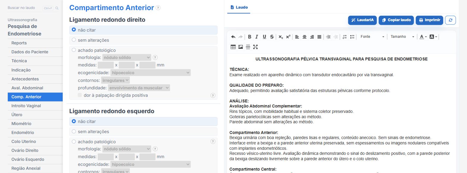 Pantalla de Laudário: mapeo de endometriosis por compartimentos