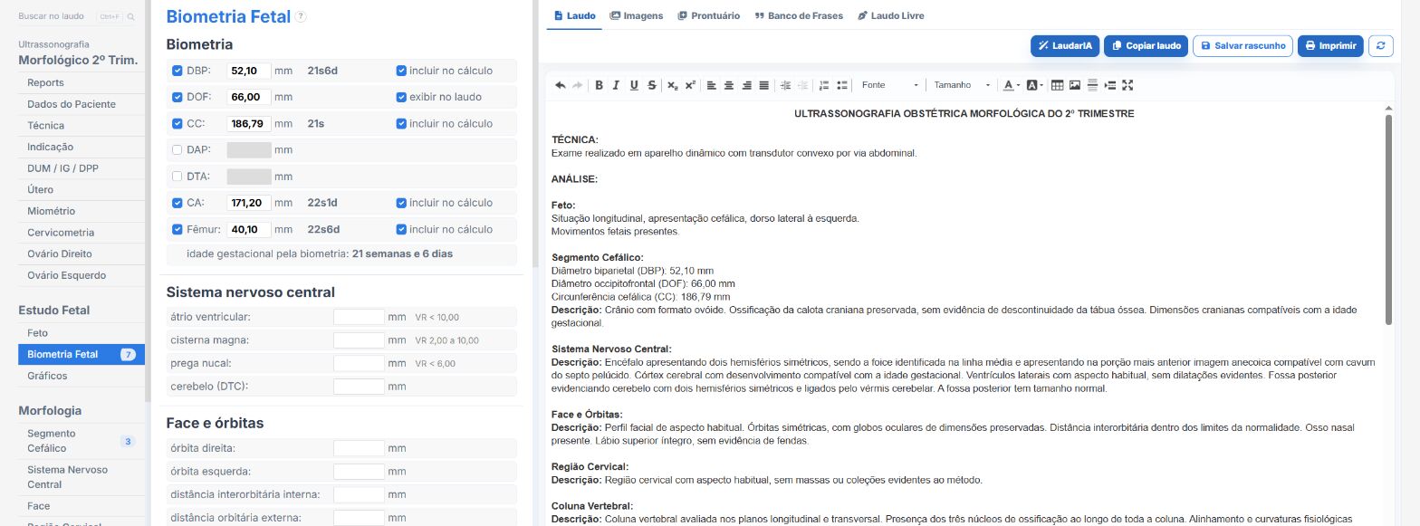Pantalla de Laudário: morfológica del 2º trimestre, biometría fetal