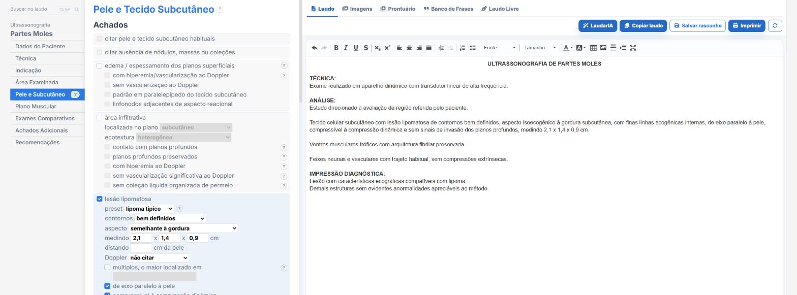 Pantalla de Laudário: ecografía de partes blandas
