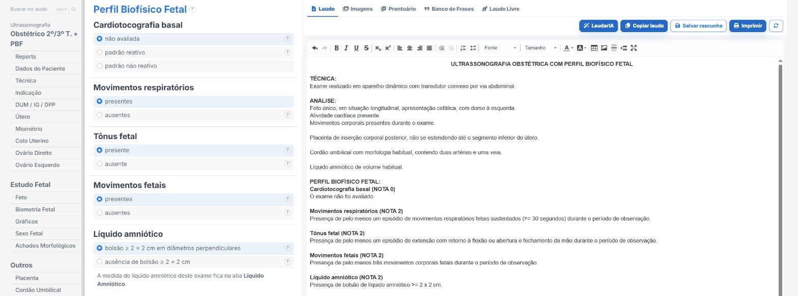 Pantalla de Laudário: perfil biofísico fetal