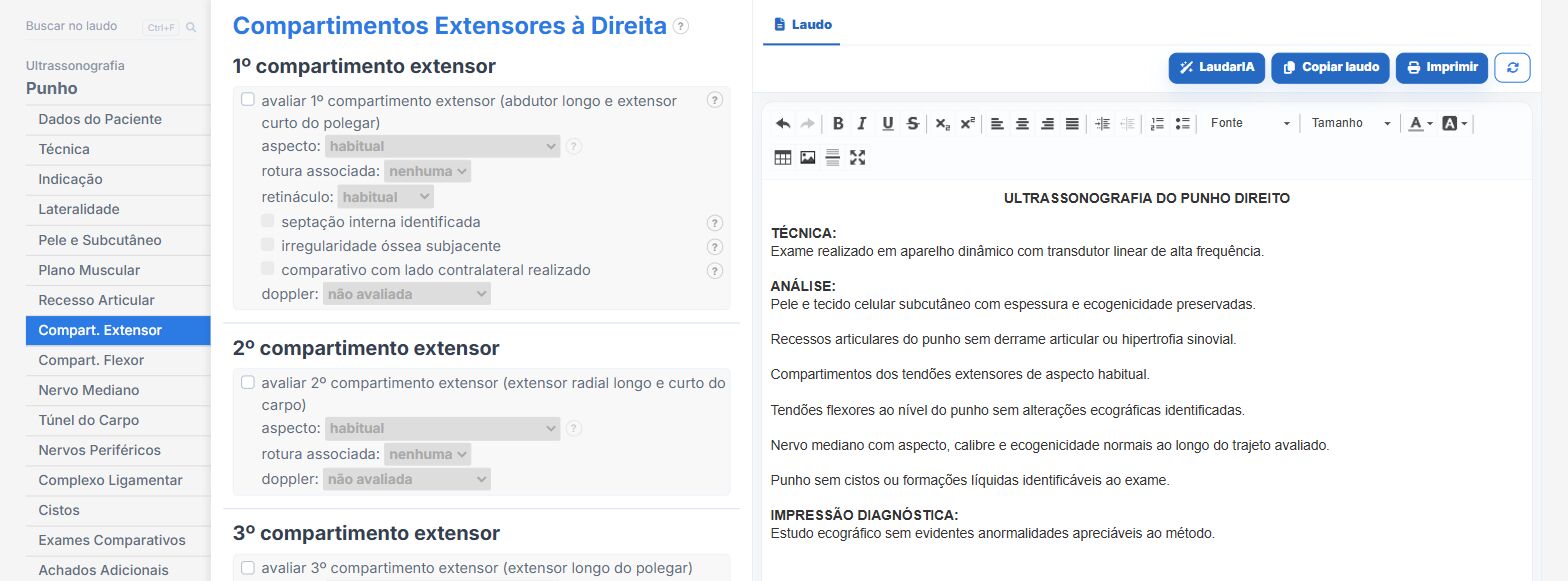 Pantalla de Laudário: muñeca, compartimentos extensores