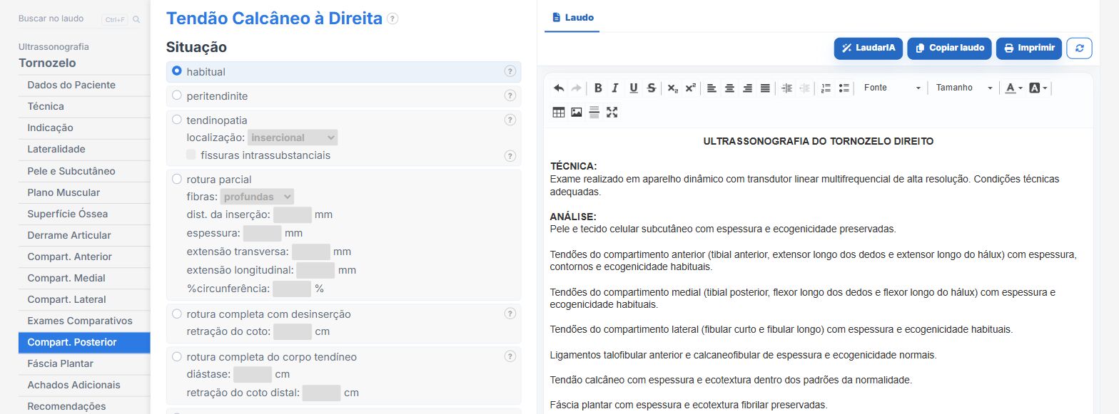 Pantalla de Laudário: tobillo, tendón de Aquiles