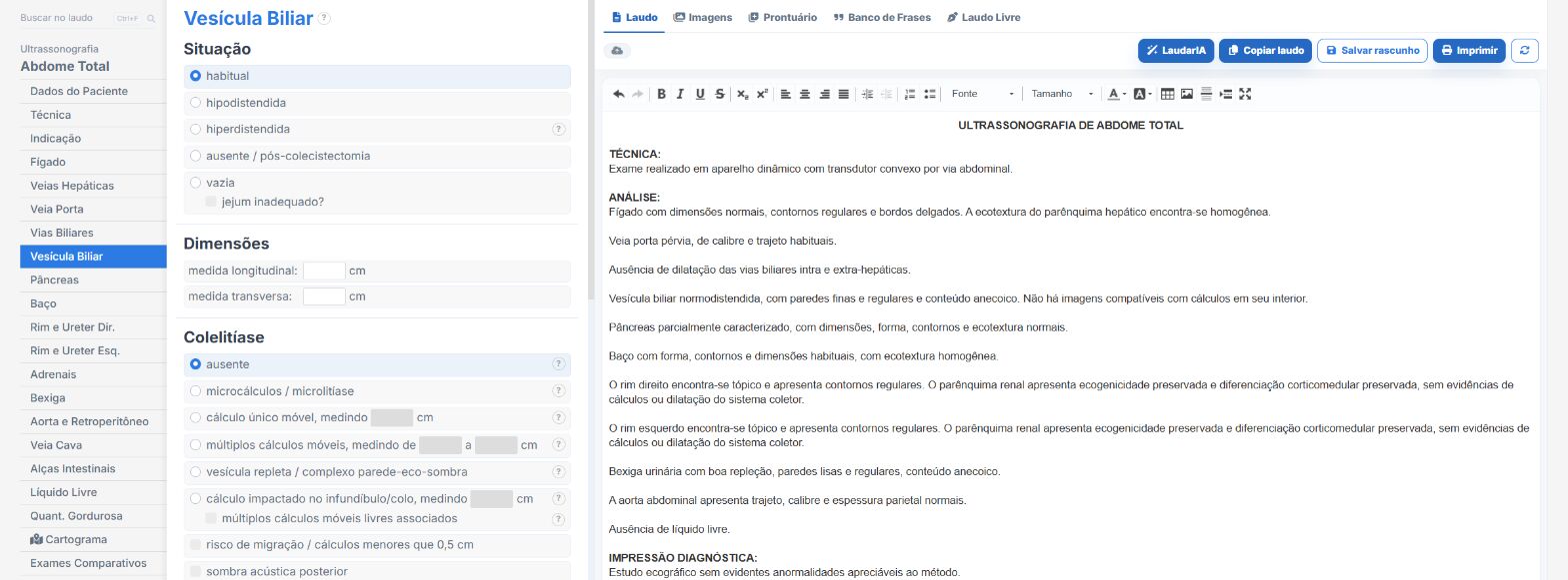 Pantalla de Laudário: vesícula biliar