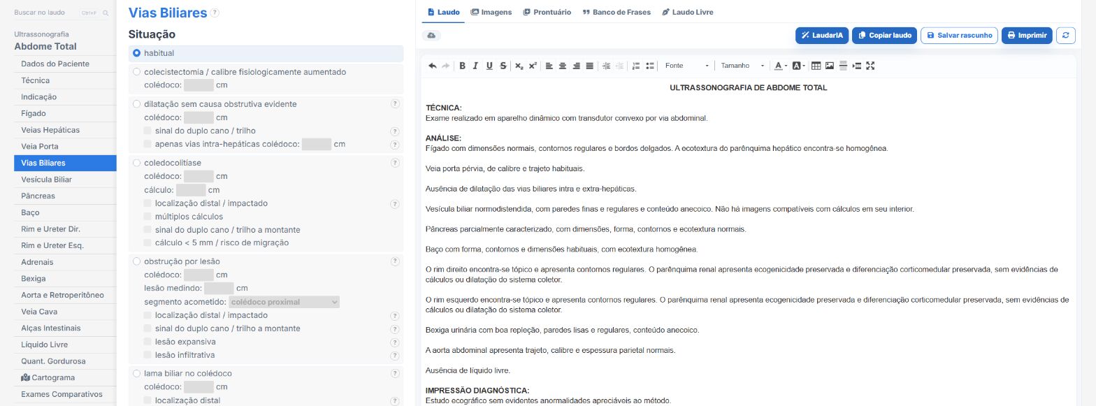 Pantalla de Laudário: vías biliares